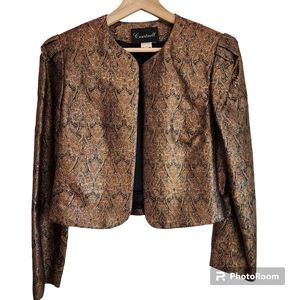 Courtwell Crop Long Sleeve Bolero Jacket Copper Gold Black Long Sleeve Size 12